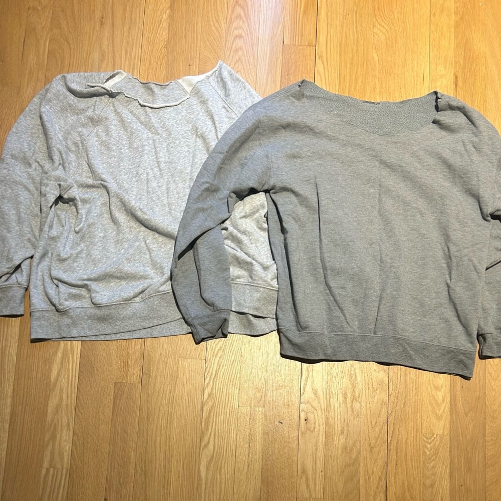 2 unbranded off the shoulder Cozy Gray Sweatshirts